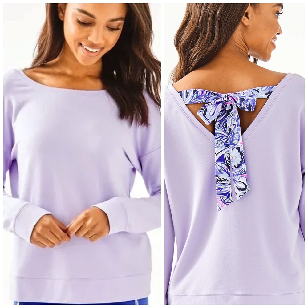 LILLY PULITZER Dillon Pullover Sweatshirt in Lilac Verbana XXS Style# 004508 - Picture 1 of 12